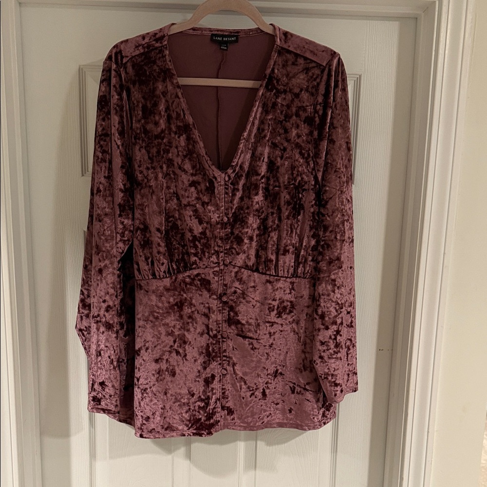 LANE BRYANT purple velvet blouse